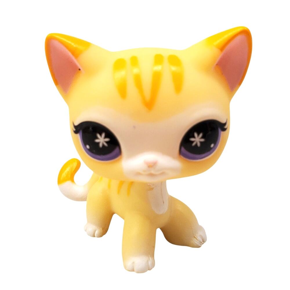 Littlest Pet Shop G7 #166 Shorthair Cat Figure Orange Yellow Hasbro LPS